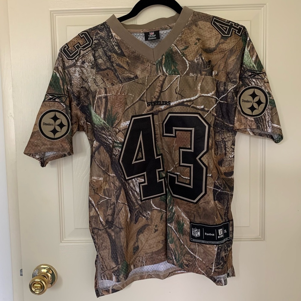 Reebok Pittsburgh Steelers Polamalu Real Tree Camo Jersey Boys XL